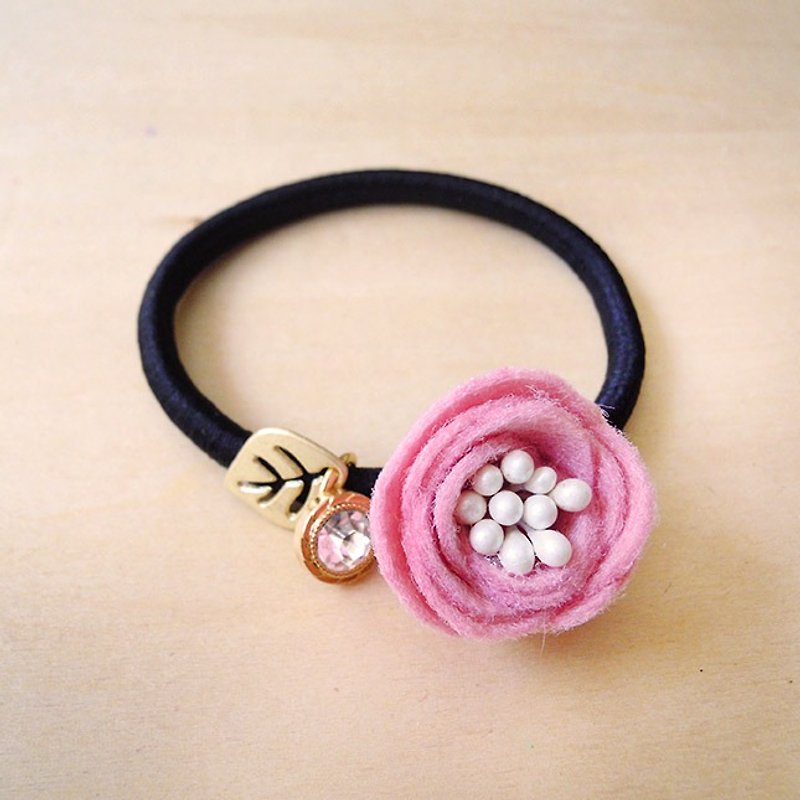 RARAPUPU Flower Hair Tie Pink Valentine's Birthday Christmas Exchange Gift - Hair Accessories - Other Materials Pink