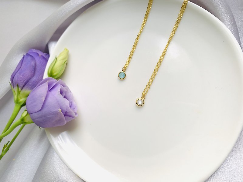 vividdesign Teal Opal Petite Circle Necklace - Necklaces - Precious Metals Blue