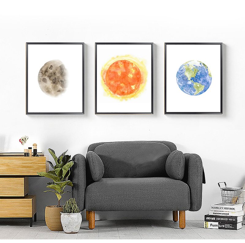 Space paintings-Home scene paintings-Study room decoration-Children's room decoration paintings-Space planet - โปสเตอร์ - กระดาษ 