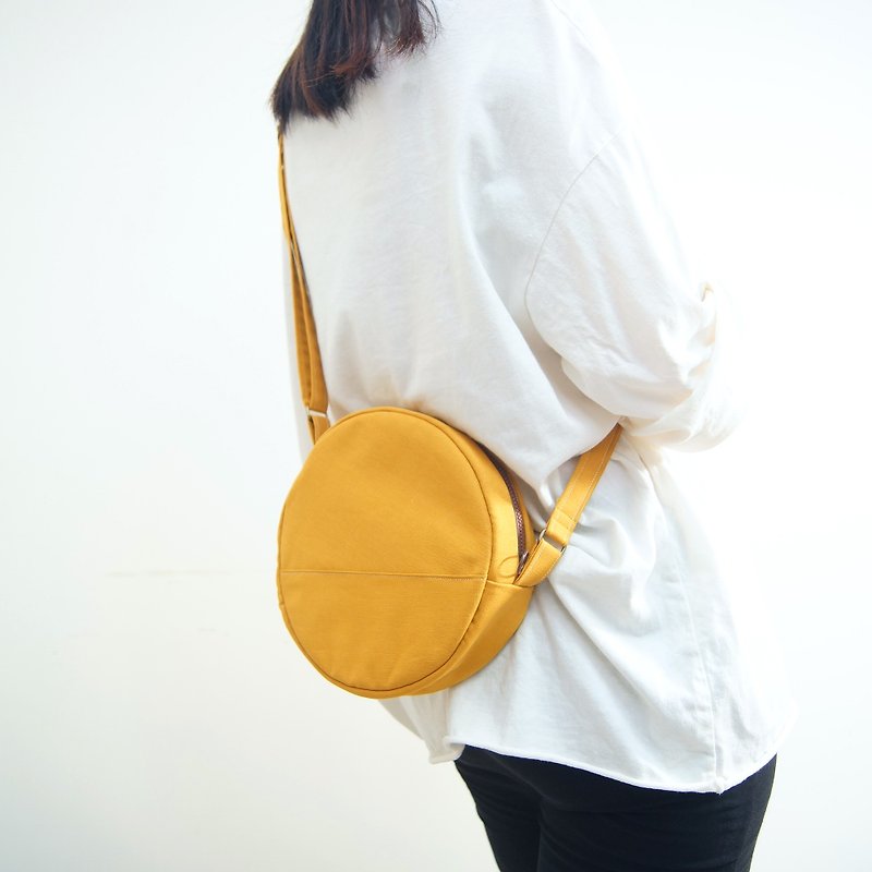 Small Round Bag Forest Yellow Mustard Princess Shoulder Bag Crossbody - Messenger Bags & Sling Bags - Cotton & Hemp Yellow