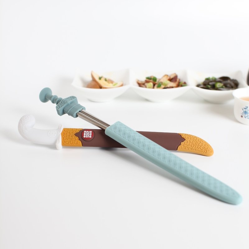 刀箸│クリエイティブシリコーンスモールオブジェ|故宮博物院公認 - 箸・箸置き - シリコン ブルー