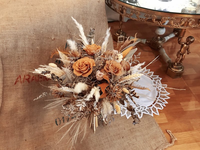 濃情巧克力。永生花 乾燥花 結婚捧花 婚紗拍照花束 - 乾燥花/永生花 - 植物．花 咖啡色