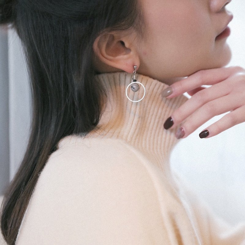 ZHU. Handmade earrings | Travel map of the sky (Christmas gifts / natural stone / ear clips) - ต่างหู - หิน 