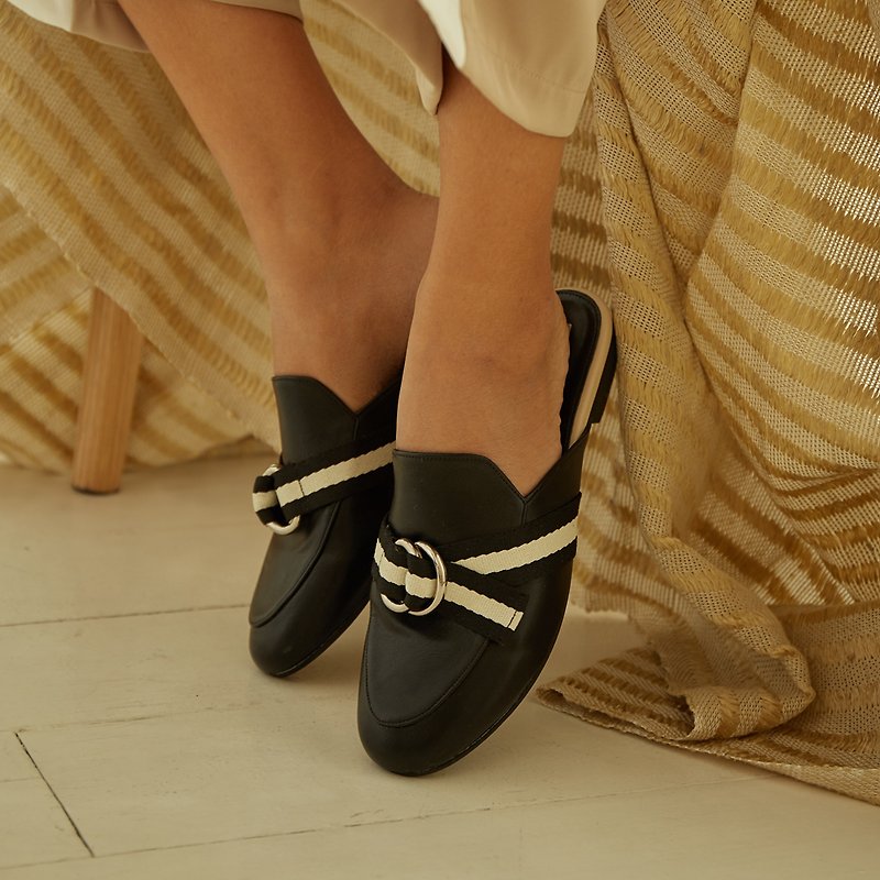 Morning Mules - Black - รองเท้าลำลองผู้หญิง - หนังแท้ สีดำ