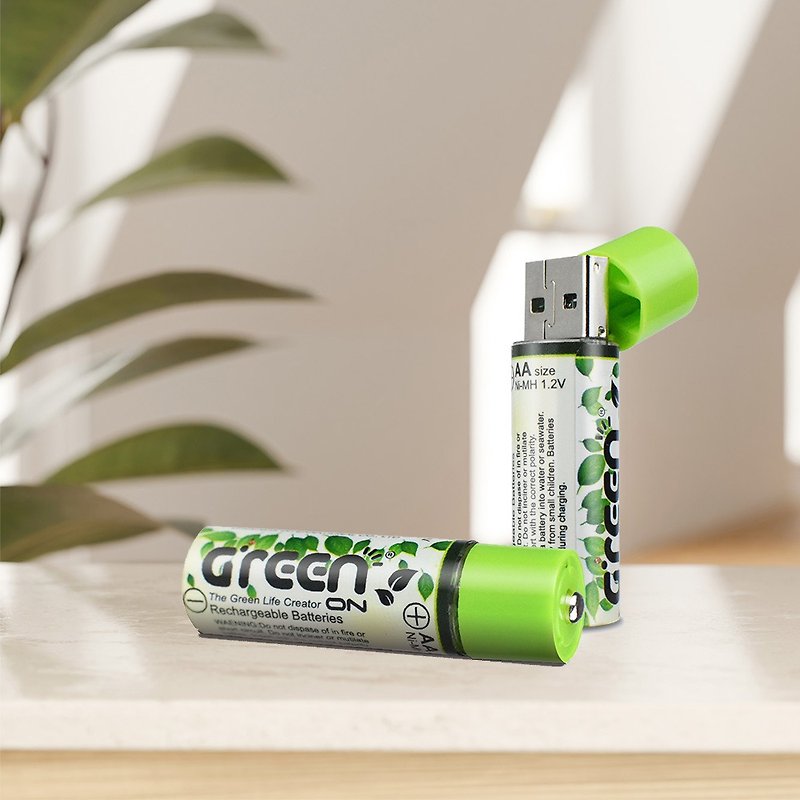 【GREENON】USB environmental protection rechargeable battery (AA) 3rd rechargeable battery - Chargers & Cables - Other Metals Green