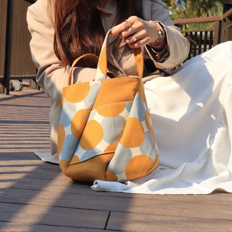 Hot air balloon shape handbag - sunshine yellow (large) - Handbags & Totes - Cotton & Hemp Yellow