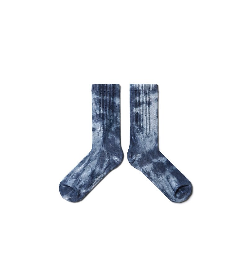 Spot Navy - Spot dye Crew Tech Socks - ถุงเท้า - ผ้าฝ้าย/ผ้าลินิน สีน้ำเงิน