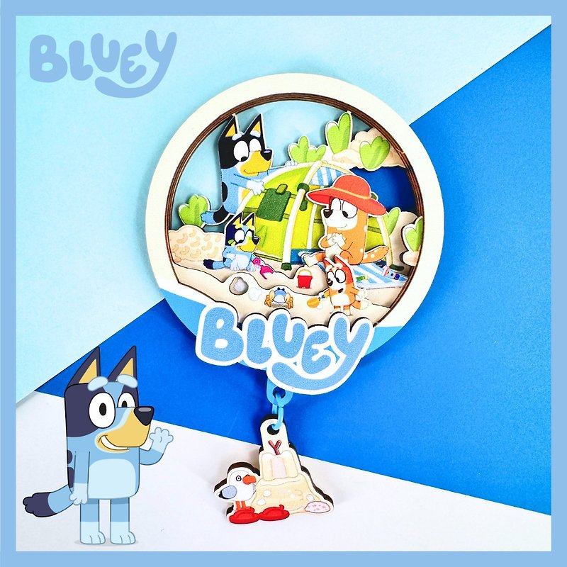 Bluey Magnet with hanging ornament - ของวางตกแต่ง - ไม้ สีน้ำเงิน