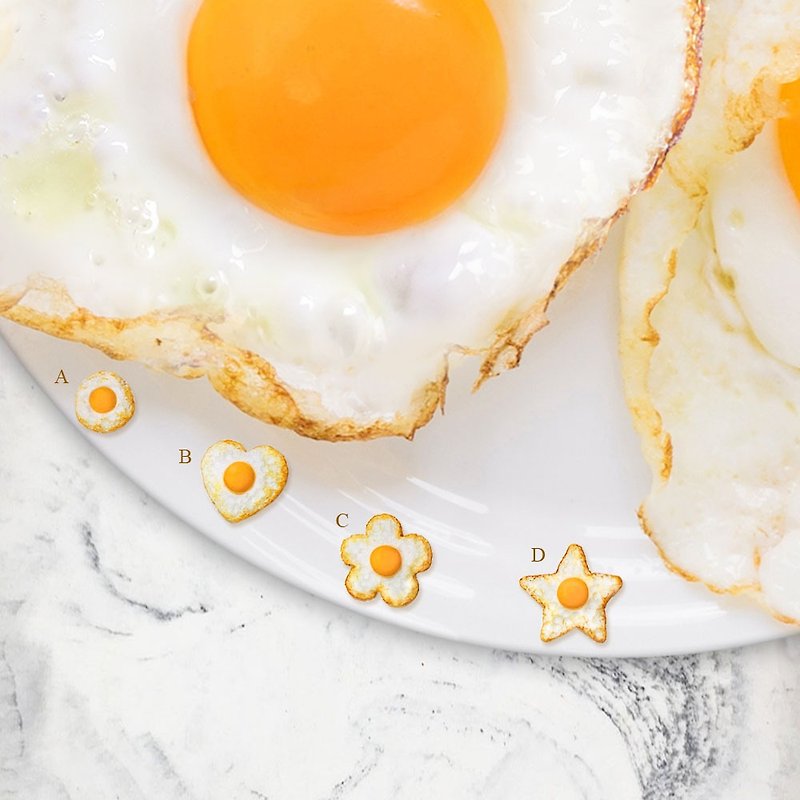 [Macro Food World] Hand-made poached egg/earrings/decoration (single) - ต่างหู - เรซิน หลากหลายสี