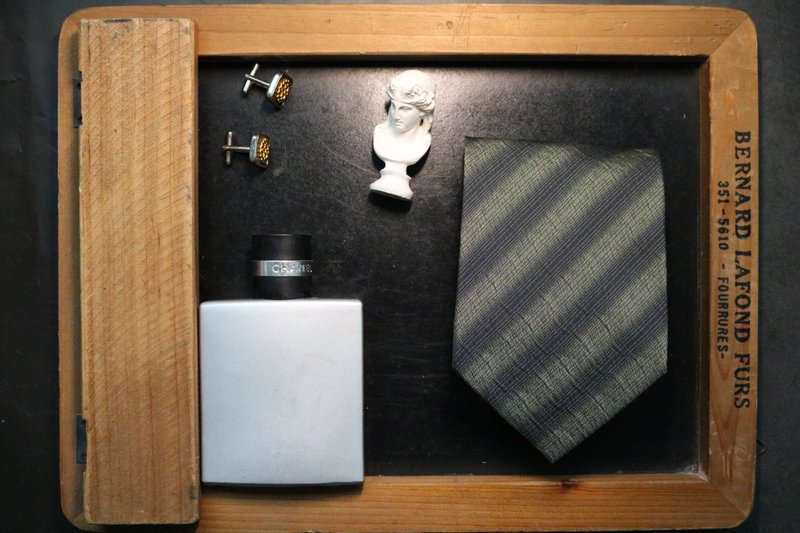 墨綠色斜條紋紳士風領帶型男商務necktie - 領帶/領帶夾 - 絲．絹 綠色