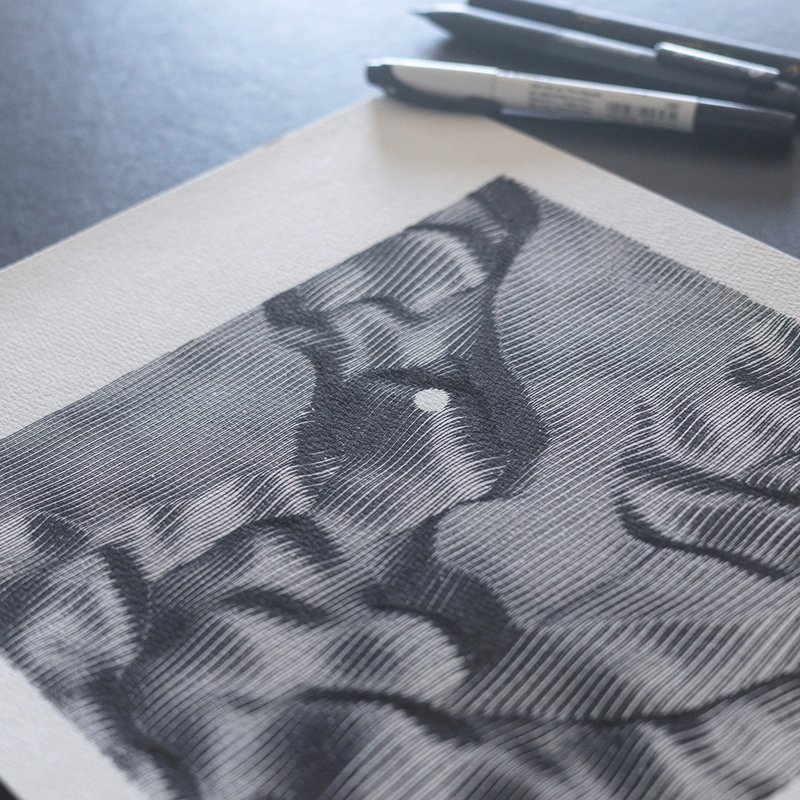 Terrain#1-1 | Pen Plotter Art - 海報/掛畫/掛布 - 紙 