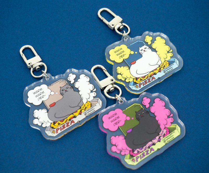 Pizza Warming Pad Cat Keychain l [Are you in trouble, sir?] disculpe senor? - Keychains - Acrylic Multicolor