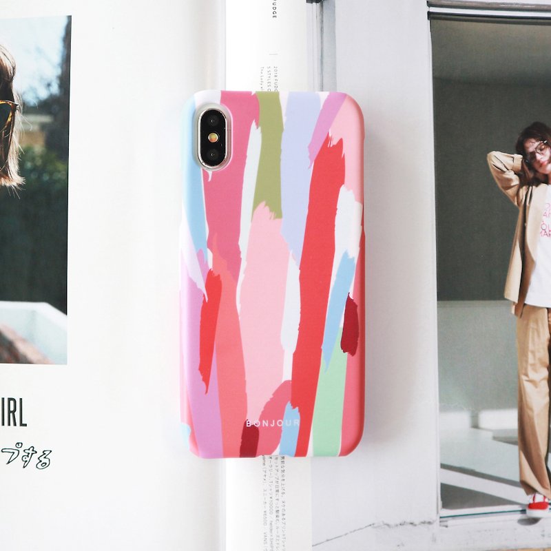 Pink oil painting phone case - เคส/ซองมือถือ - วัสดุอื่นๆ สึชมพู