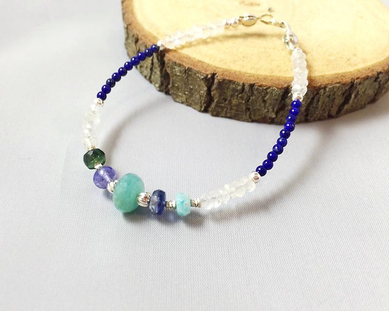 MH sterling silver custom natural stone series _ sailing. go ahead. (Number of Tanzanite paragraph: 1) - Bracelets - Gemstone Blue