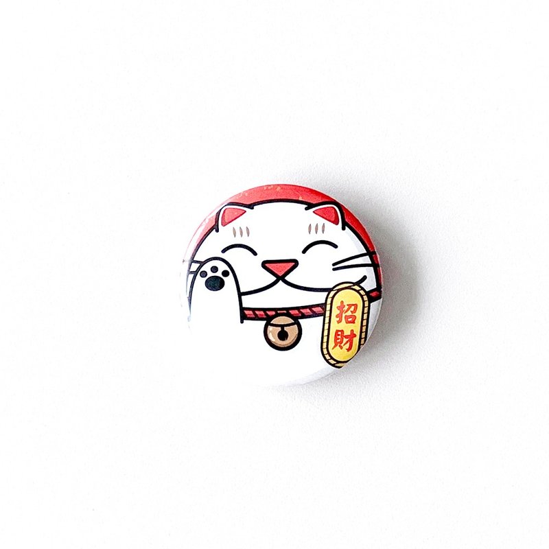 Lucky Cat Badge - Badges & Pins - Plastic Red