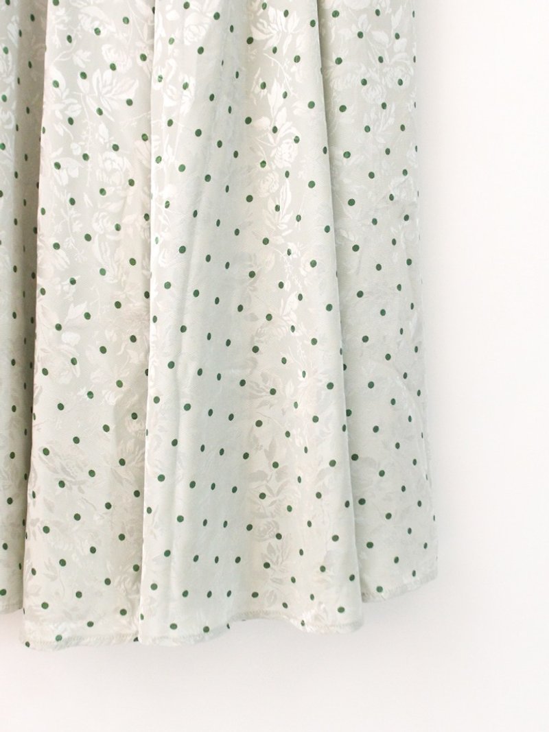 復古夏日日本製綠圓點點印花布古著長裙 Vintage Skirt - 裙子/長裙 - 聚酯纖維 綠色