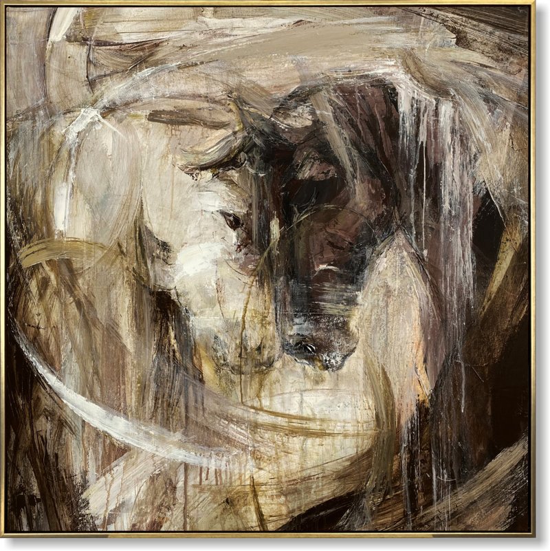Horse Oil Painting on Canvas Abstract Horse Love Painting Equine Art - 壁貼/牆壁裝飾 - 壓克力 多色