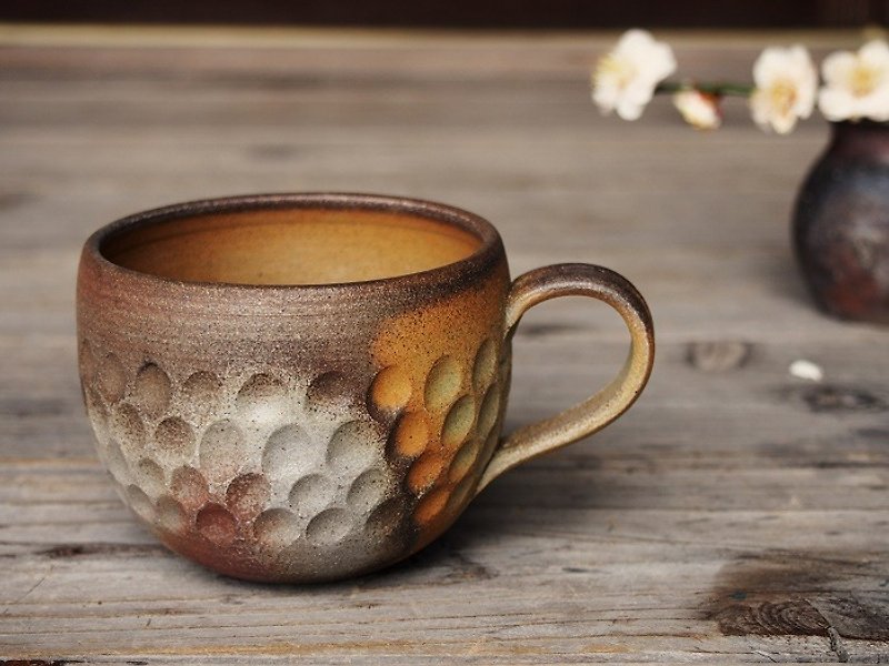 Bizen coffee cup (round) _c4-031 - แก้วมัค/แก้วกาแฟ - ดินเผา สีนำ้ตาล