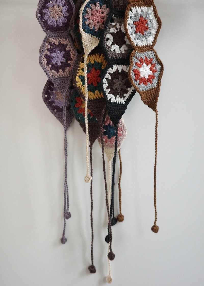 [Customized] Hexagonal tile crocheted headband - ที่คาดผม - ผ้าฝ้าย/ผ้าลินิน หลากหลายสี