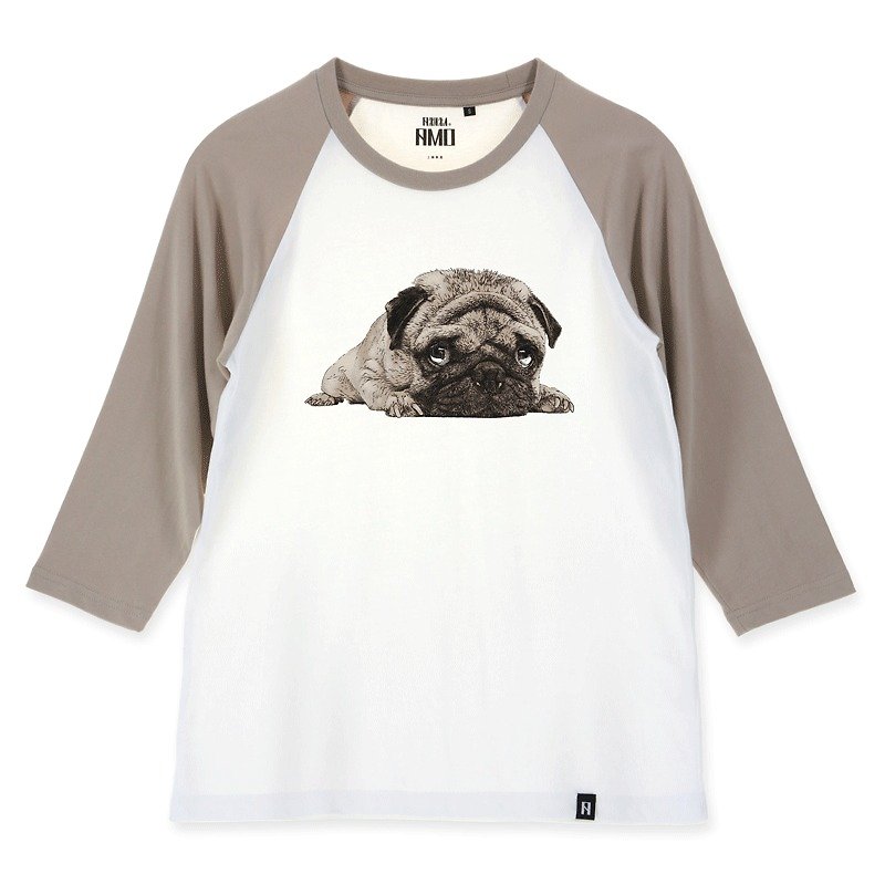 AMO®Original canned cotton adult 3/4 raglan T-shirt/AKE/Well-Hidden Trouble Dog - เสื้อยืดผู้หญิง - ผ้าฝ้าย/ผ้าลินิน 
