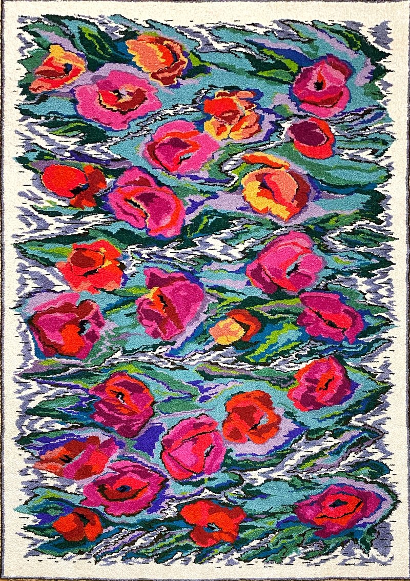 Poppy Modern Bedroom Art Washable Rug / Poppy Artwork Woman Throw Rugs - 地墊/地毯 - 棉．麻 藍色