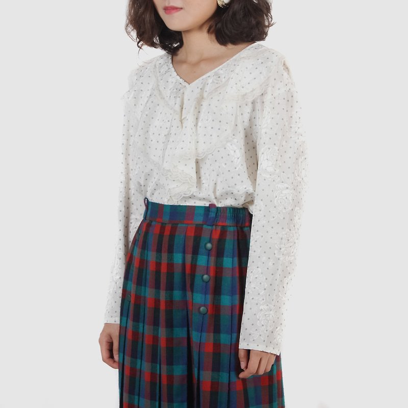 [Egg Plant Vintage] Star Rose Ambassador Seiko Ancient Shirt Top - เสื้อผู้หญิง - เส้นใยสังเคราะห์ ขาว