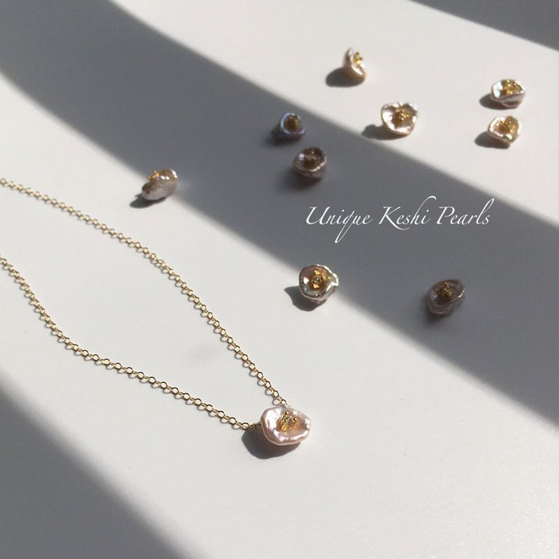 K14gf Keshi Pearl Necklace - 項鍊 - 珍珠 白色