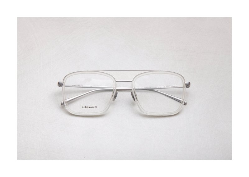 日本鈦金屬復古雙槓鏡框 透色 - 眼鏡/眼鏡框 - 貴金屬 透明
