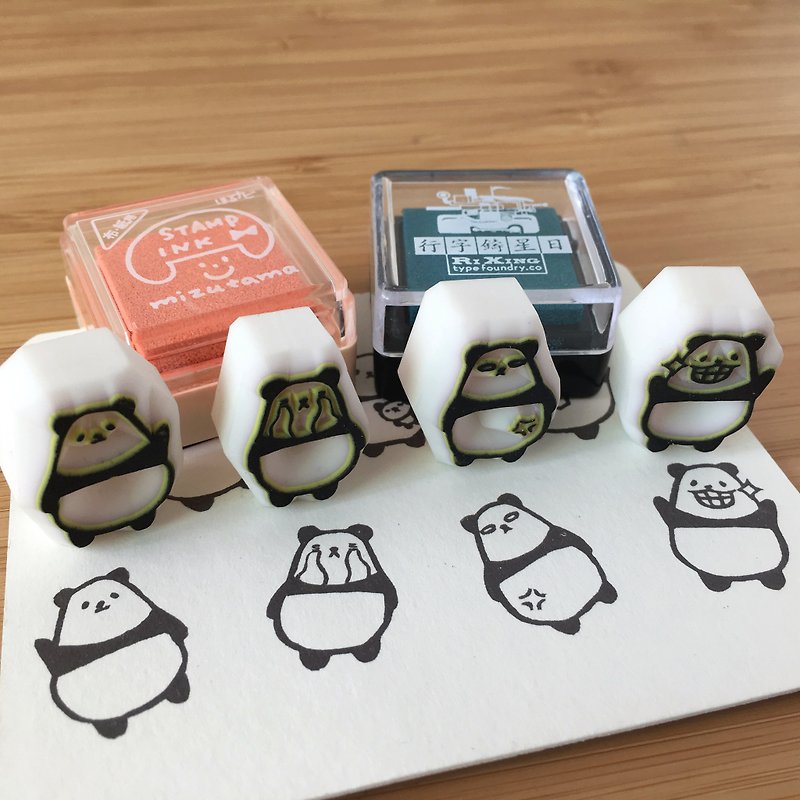 Pandahiyori x DIYJason mini panda stamp (Emoji set) - ตราปั๊ม/สแตมป์/หมึก - ยาง ขาว