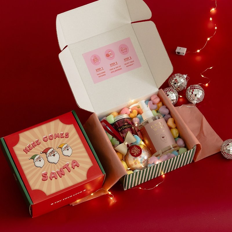 YOUR SANTA Christmas gift box comes with a Christmas bouquet + LED light bar - Other - Other Materials 