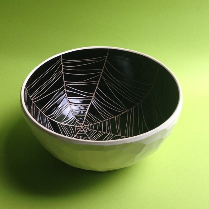 大钵(蜘蛛の巣)黒 big bowl(spider web black