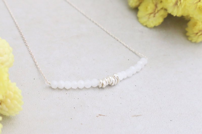 Year-end 30% off Moonstone Sterling Silver Necklace-Sunshine- - Necklaces - Gemstone White