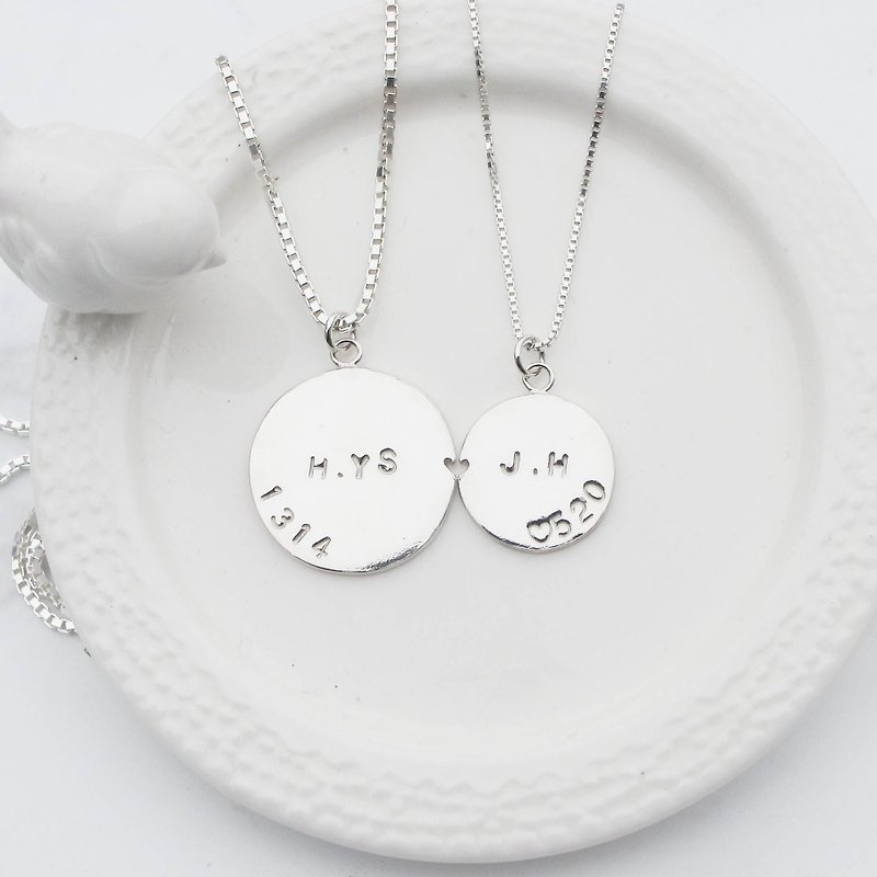 [Handmade custom silver jewelry] Knock Knock love | handmade sterling silver couple chain (one pair) | 囡仔 - สร้อยคอ - เงินแท้ สีเงิน