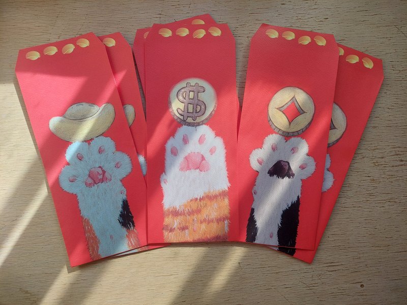 2026馬年加大紅包組。手上有錢。貓 - 紅包袋/春聯 - 紙 紅色