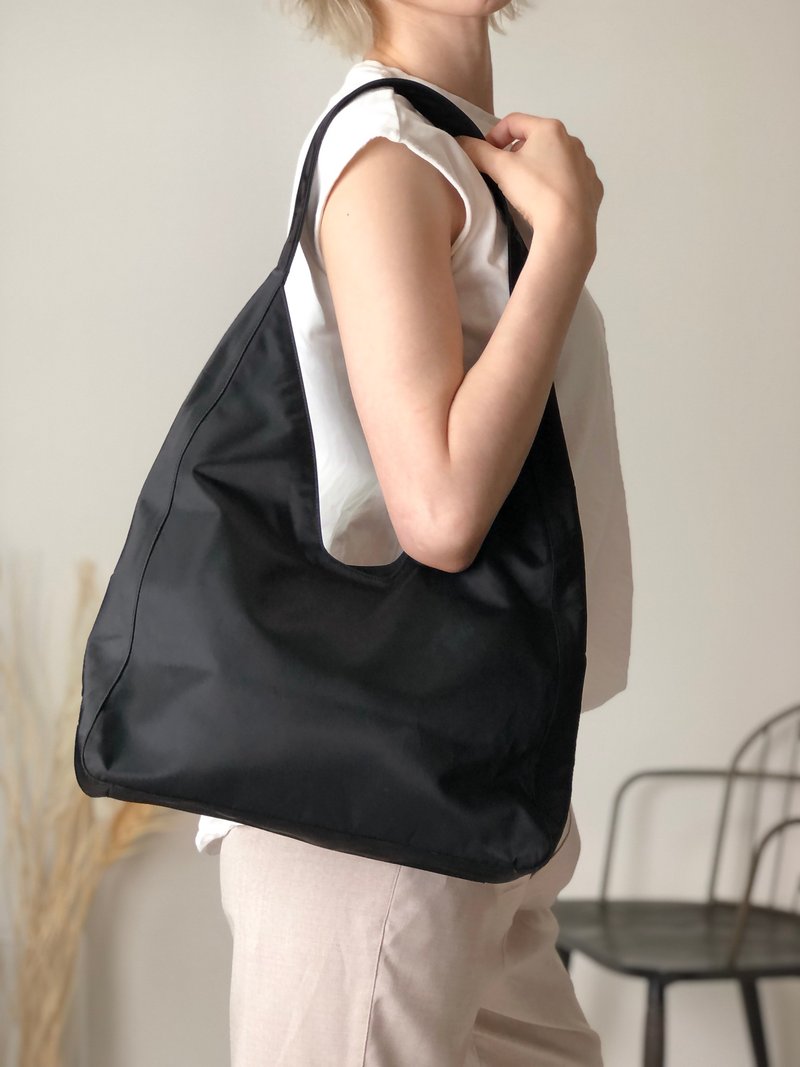 【 日本直送　名牌中古包 】PRADA プラダ ショルダーバッグ ブラック トライアングルロゴ サイド ナイロン ホーボーバッグ gjymbt - 側背包/斜背包 - 尼龍 黑色