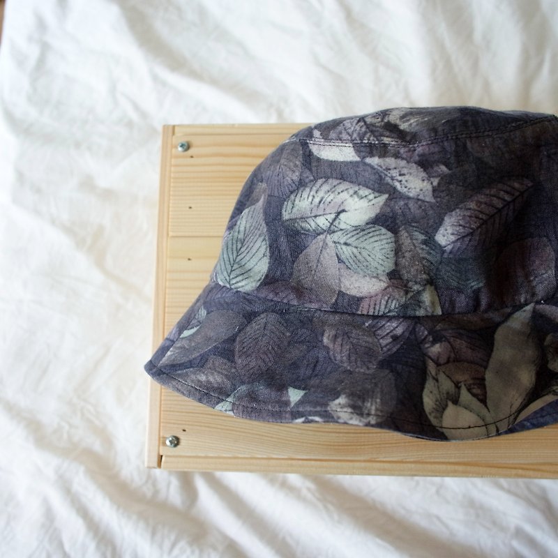 Double-layer yarn dead leaf handmade fisherman hat - หมวก - ผ้าฝ้าย/ผ้าลินิน สีเทา