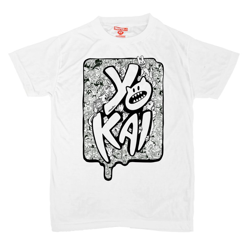 Yokai Demidomi unisex men woman cotton mix Chapter One T-shirt - Men's T-Shirts & Tops - Cotton & Hemp White