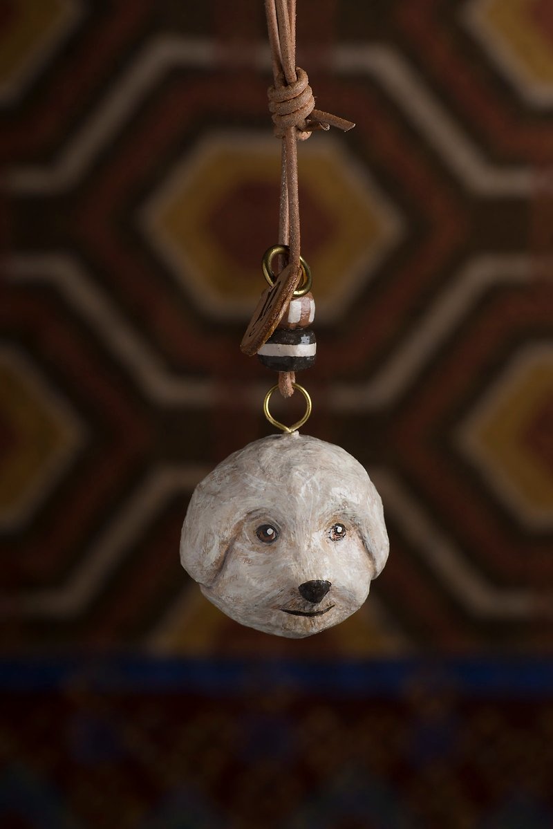 dog paper mache necklace - สร้อยติดคอ - กระดาษ ขาว