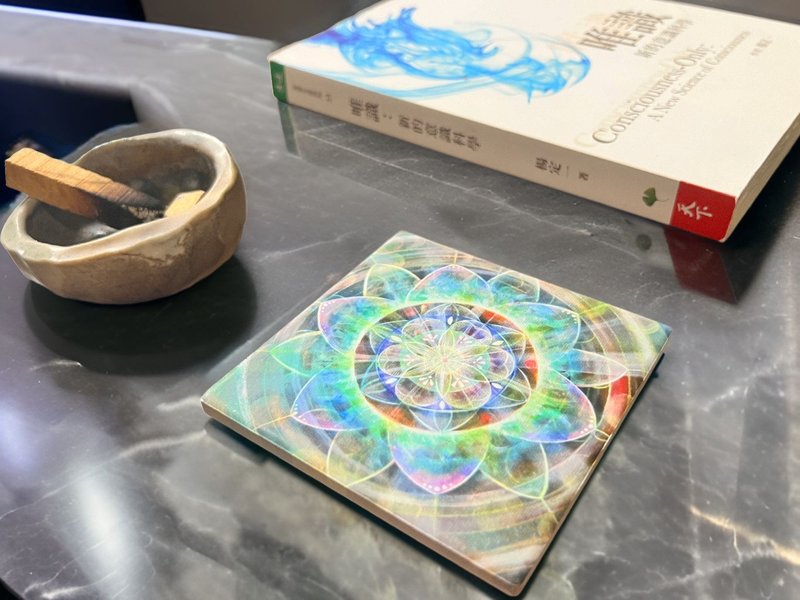 | Artist. Jingjing | Water-absorbent ceramic coaster/Love. Light Mandala Series - ที่รองแก้ว - ดินเผา หลากหลายสี