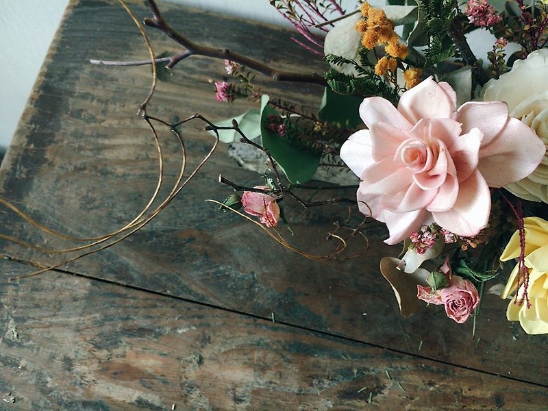 [Good flower] Spring flower table driftwood ornament - จัดดอกไม้/ต้นไม้ - พืช/ดอกไม้ 