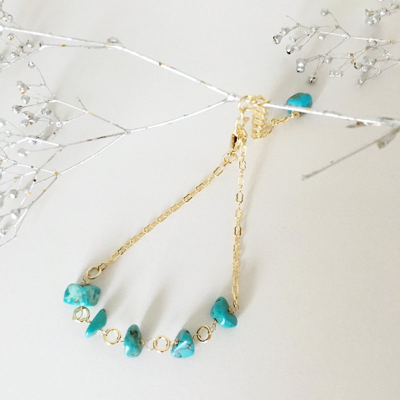 December birthstone unisex turquoise bracelet 2 Gold - Bracelets - Gemstone Blue