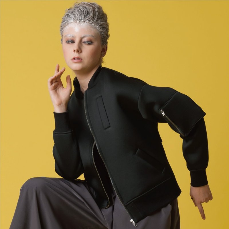 潛水飛行夾克(黑)(會染色) - 女大衣/外套 - 其他材質 黑色
