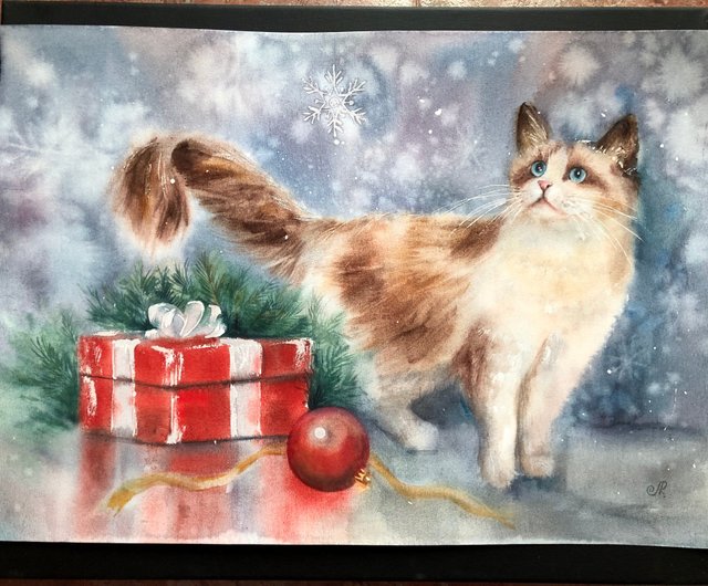 猫の絵オリジナル水彩家の装飾 - ショップ ArtLolitaRos ポスター・絵