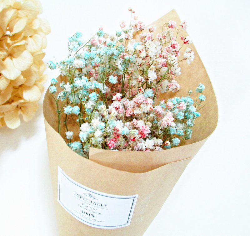 ❤ [quartz powder and quiet blue ─ Starry Starry small bouquet] ❤ Korean series kraft paper wedding bouquet of dried flowers arranged wedding was a small birthday gift EXPLORATION room Waipai wedding photo Rustic Style - Plants - Plants & Flowers 