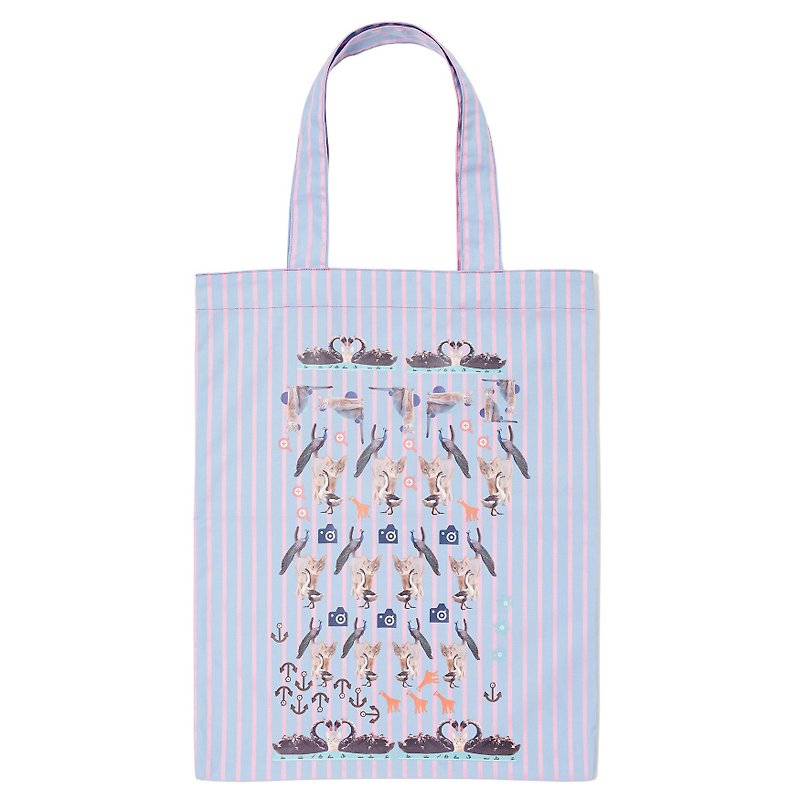 Friends Forever Zippy Tote (Blue) - 手袋/手提袋 - 棉．麻 藍色