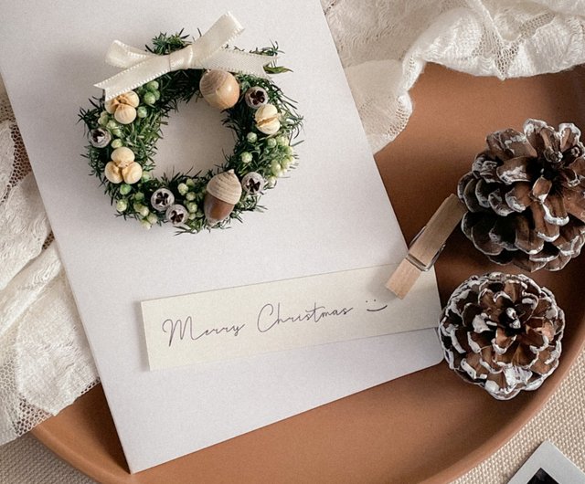 クリスマスリースカード×常設杉ドライフラワー折りカード - ショップ