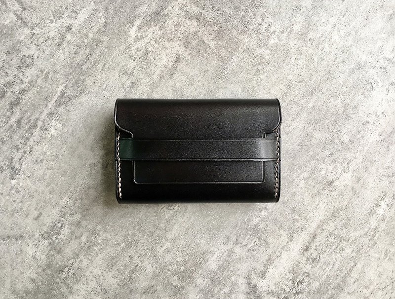 Black leather double-layer business card holder / business card case / card case Free customized free engraving - ที่เก็บนามบัตร - หนังแท้ สีดำ