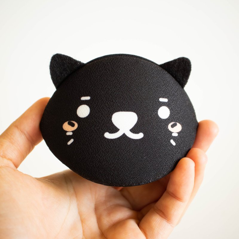 Black cat accessories case. Japanese style bag.Unique gift - 化妝包/收納袋 - 棉．麻 黑色