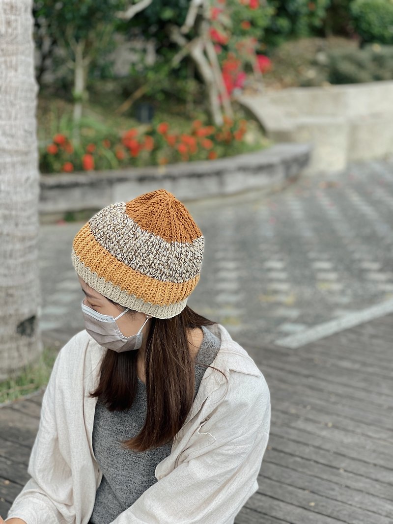 羊毛 帽子 咖啡色 - 大地色-編織毛帽/針織帽