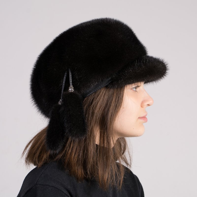 Woman Fashion Winter Fur Mink Cap From 100% Real Luxury Mink Ladies Hat's - Hats & Caps - Other Materials Multicolor